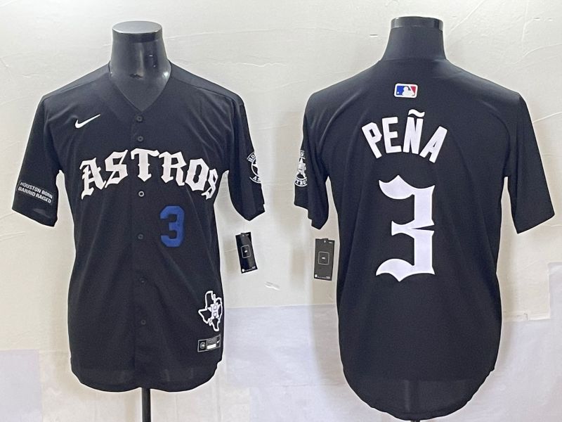Men 2025 Houston Astros #3 Pena Black Seven generations Joint Name Nike MLB Jersey style 7041->houston astros->MLB Jersey
